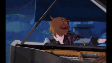 a man is playing a piano in a video game