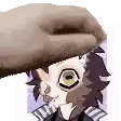a person is putting a hat on a cartoon character .
