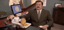 Ron Swanson Burger GIF - Parks And Rec Cheeseburger Ron Swanson GIFs