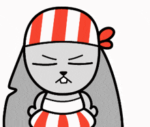 a cartoon rabbit wearing a red and white striped hat