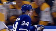 a hockey player with the number 34 on his back