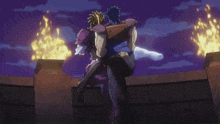 a person 's foot is glowing with a purple flame