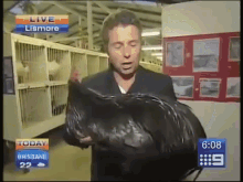 Attacked By A Big Black Rooster GIF - Fail News Big Black Rooster GIFs