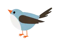 a blue bird with brown feathers and orange beak