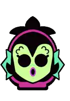 a pixel art drawing of a cartoon character with a water drop on its head .