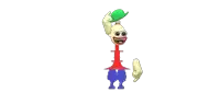 a cartoon character is wearing a green hat and smiling