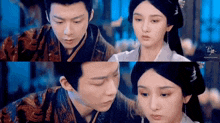 a man and a woman are looking at each other in a traditional costume .