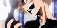 a close up of a person 's face with their mouth open in a cartoon .