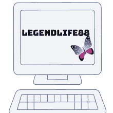 a computer screen with a butterfly and the words legendlife88 on it