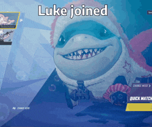 a picture of a shark with the words luke joined on it