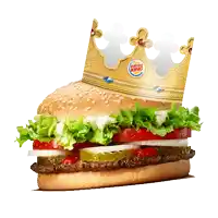 a burger king sandwich with a crown on top
