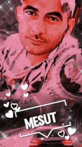 a drawing of a man with the name mesut on the bottom