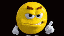 a cartoon smiley face with an angry expression and a red number 1 in the background
