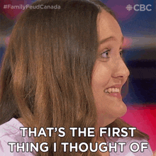 That'S The First Thing I Thought Of Family Feud Canada GIF - That'S The First Thing I Thought Of Family Feud Canada My Immediate Thought Was That GIFs