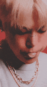 a close up of a person with their tongue sticking out