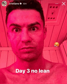 a picture of a man with the words day 3 no lean