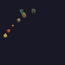 a pineapple melon and watermelon are shown on a black background