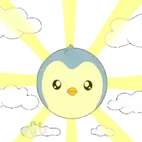 a blue and white penguin with the words goodnight written above it