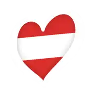 a red and white heart with a white stripe on the bottom