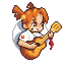 a pixel art illustration of a girl holding a guitar