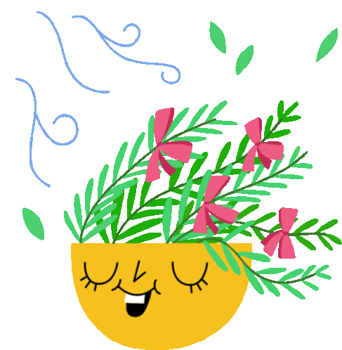 Happy Fern Enjoys A Breeze Sticker - Flora Friends Plant Planter Stickers