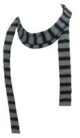 a gray and black striped scarf is against a white background