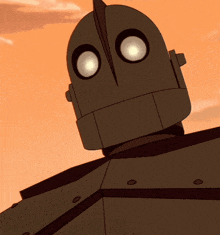 a cartoon drawing of a robot with a large helmet on