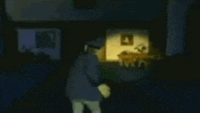 a cartoon of a man in a police uniform holding a gun .