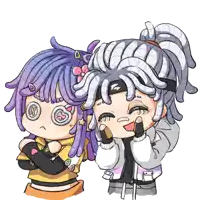 a cartoon drawing of two girls with dreadlocks