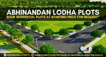 an advertisement for abhinandan lodha plots book residential plots at starting price ₹ on request