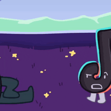 a cartoon drawing of a musical note with a face