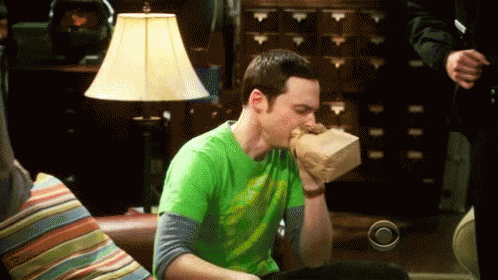 Nervous Sheldon Cooper Blows Into Paper Bag