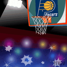 a basketball hoop with pacers written on it