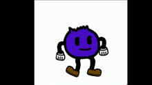 a cartoon character with a face and arms and legs is walking .