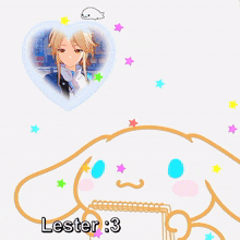 a picture of a cinnamon roll with the name lester 3