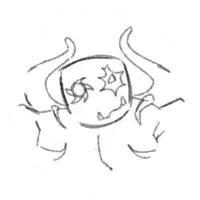 a drawing of a spider with a star on its face