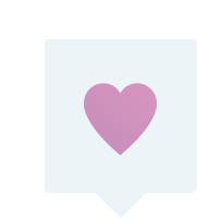 a speech bubble with a purple heart in it
