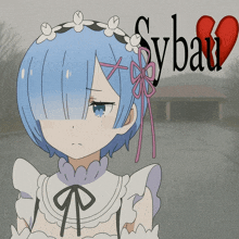 a drawing of a girl with a broken heart and the words syball