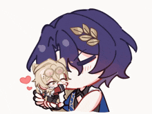 a drawing of a person kissing another person 's face
