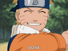 a close up of a cartoon character with the word done written on it .