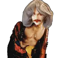 a painting of a man with long hair and a red lip