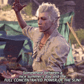 somewhere between a nice summer day and the full concentrated power of the sun