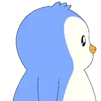 a blue and white penguin with a white background