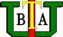 a green , yellow and red logo with the letters bta .