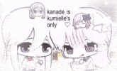 kanade is kumielle 's only is written on a drawing of two girls