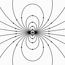 a black and white drawing of a magnetic field