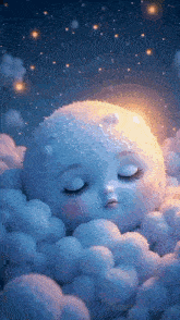 a cartoon character is sleeping in the clouds