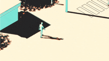 an isometric drawing of a person crossing a street