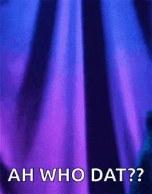 a purple background with the words " ah who dat " on it