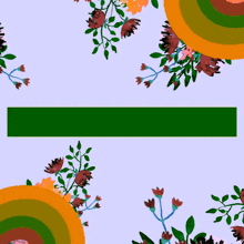 a drawing of flowers and leaves with a green border that says " الله "
